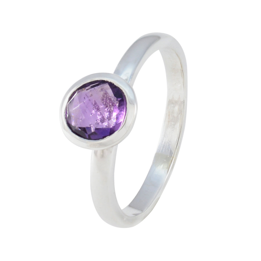 Amethyst Solitaire Korean Silver 925 Purple Gemstones Dainty Modern Ring Jewelry