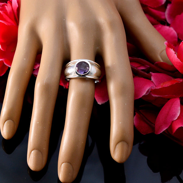 Amethyst Solitaire Moroccan 925 Silver Purple Gemstones Classic Contemporary Ring Jewelry