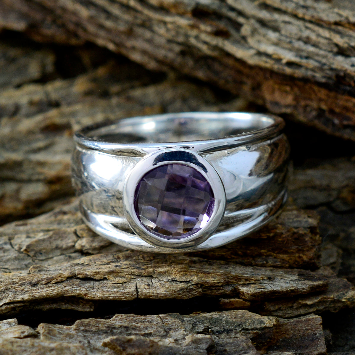 Amethyst Solitaire Moroccan 925 Silver Purple Gemstones Classic Contemporary Ring Jewelry