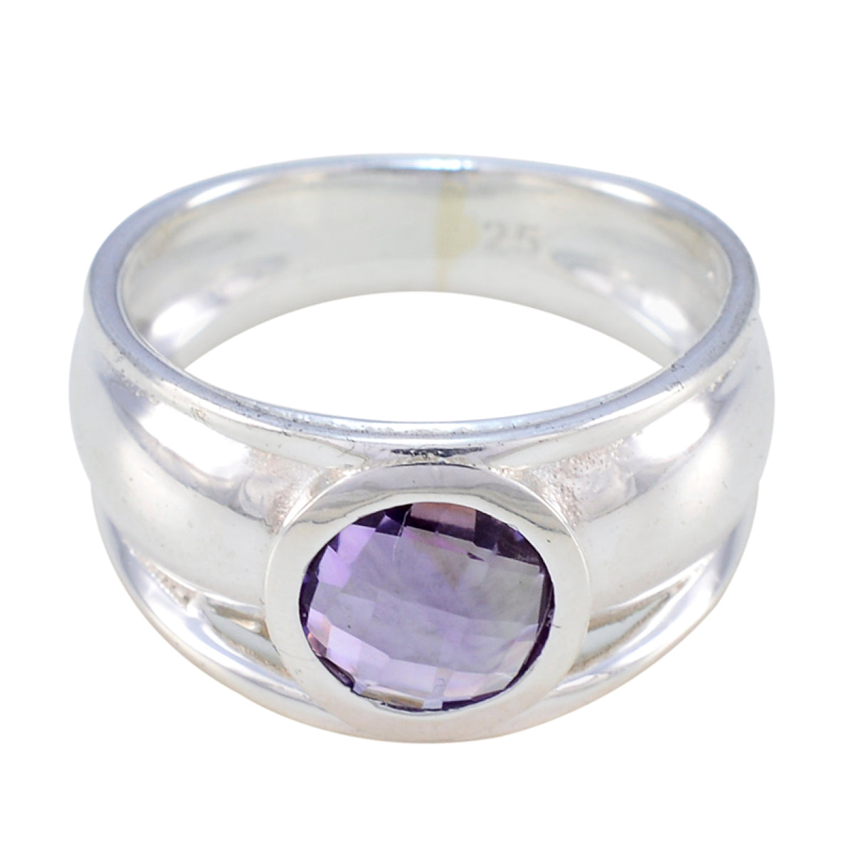 Amethyst Solitaire Moroccan 925 Silver Purple Gemstones Classic Contemporary Ring Jewelry Immagine principale del prodotto