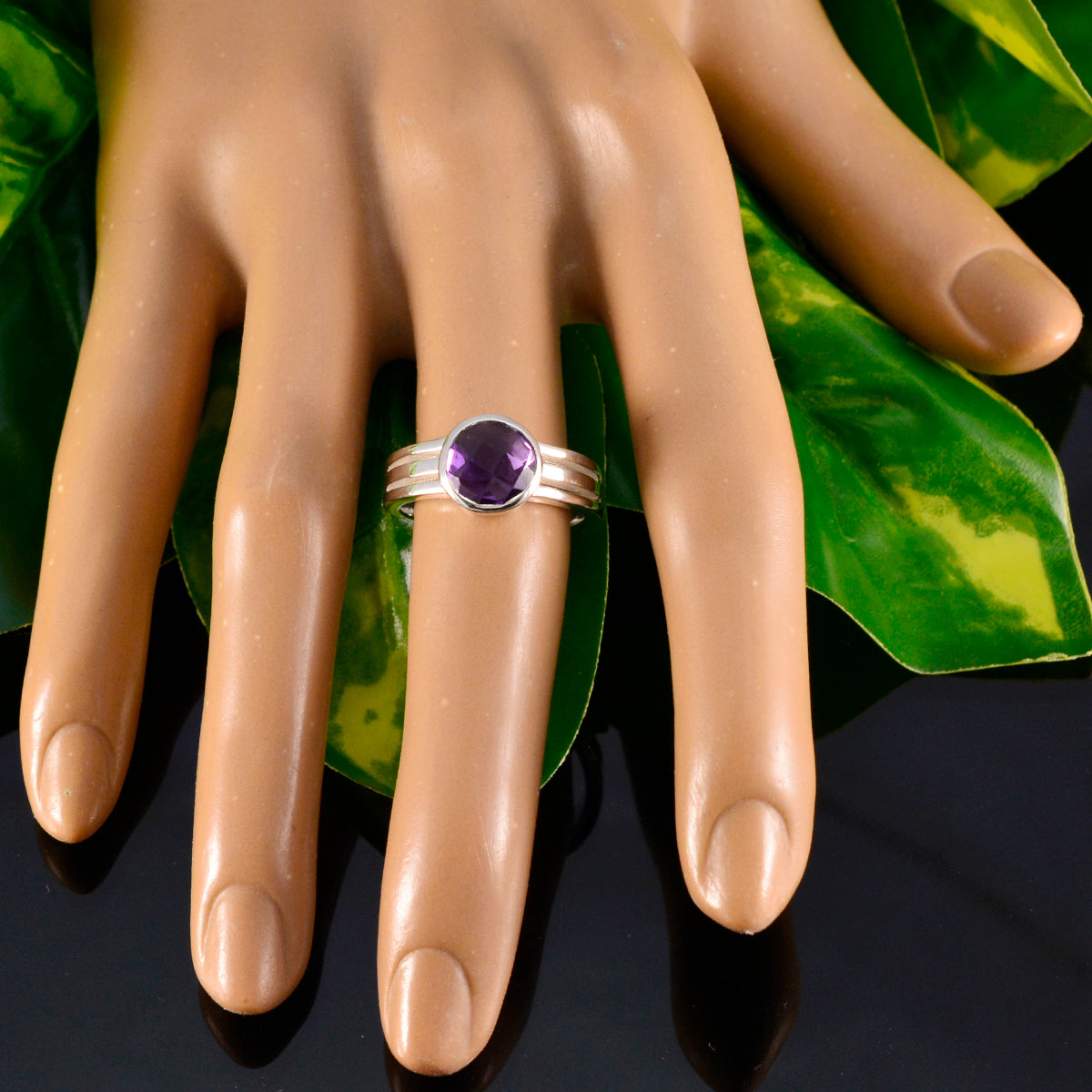 Amethyst Solitaire Egyptian Silver Purple Gems Tiny Glamorous Ring Jewellery
