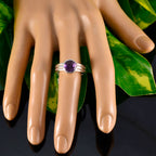 Amethyst Solitaire Egyptian Silver Purple Gems Tiny Glamorous Ring Jewellery
