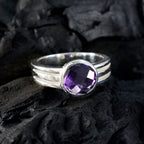 Amethyst Solitaire Egyptian Silver Purple Gems Tiny Glamorous Ring Jewellery