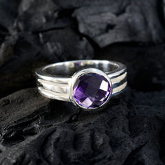 Amethyst Solitaire Egyptian Silver Purple Gems Tiny Glamorous Ring Jewellery