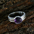 Amethyst Solitaire Egyptian Silver Purple Gems Tiny Glamorous Ring Jewellery