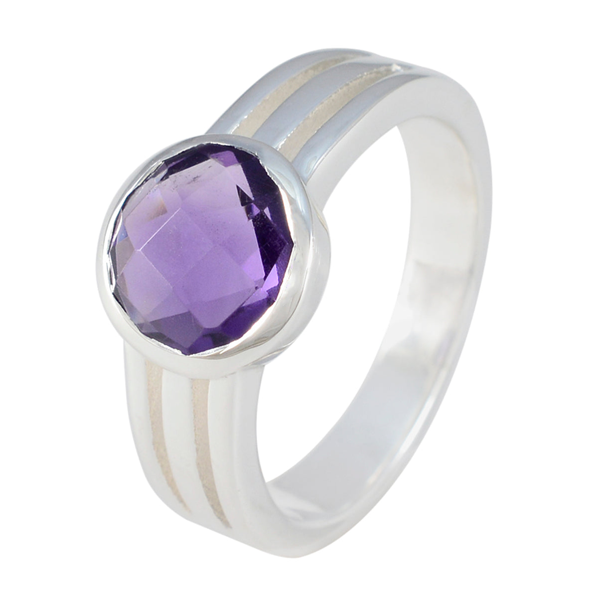 Amethyst Solitaire Egyptian Silver Purple Gems Tiny Glamorous Ring Jewellery