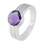 Amethyst Solitaire Egyptian Silver Purple Gems Tiny Glamorous Ring Jewellery