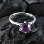 Amethyst Solitaire Japanese 92.5 Silver Purple Gems Dainty Modern Ring Jewelry
