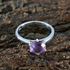 Amethyst Solitaire Japanese 92.5 Silver Purple Gems Dainty Modern Ring Jewelry
