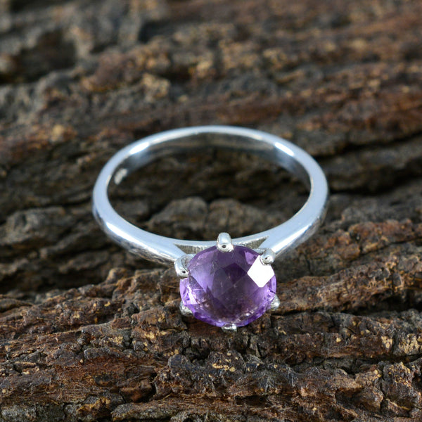 Amethyst Solitaire Japanese 92.5 Silver Purple Gems Dainty Modern Ring Jewelry