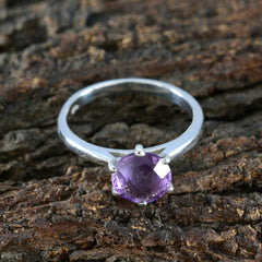 Amethyst Solitaire Japanese 92.5 Silver Purple Gems Dainty Modern Ring Jewelry