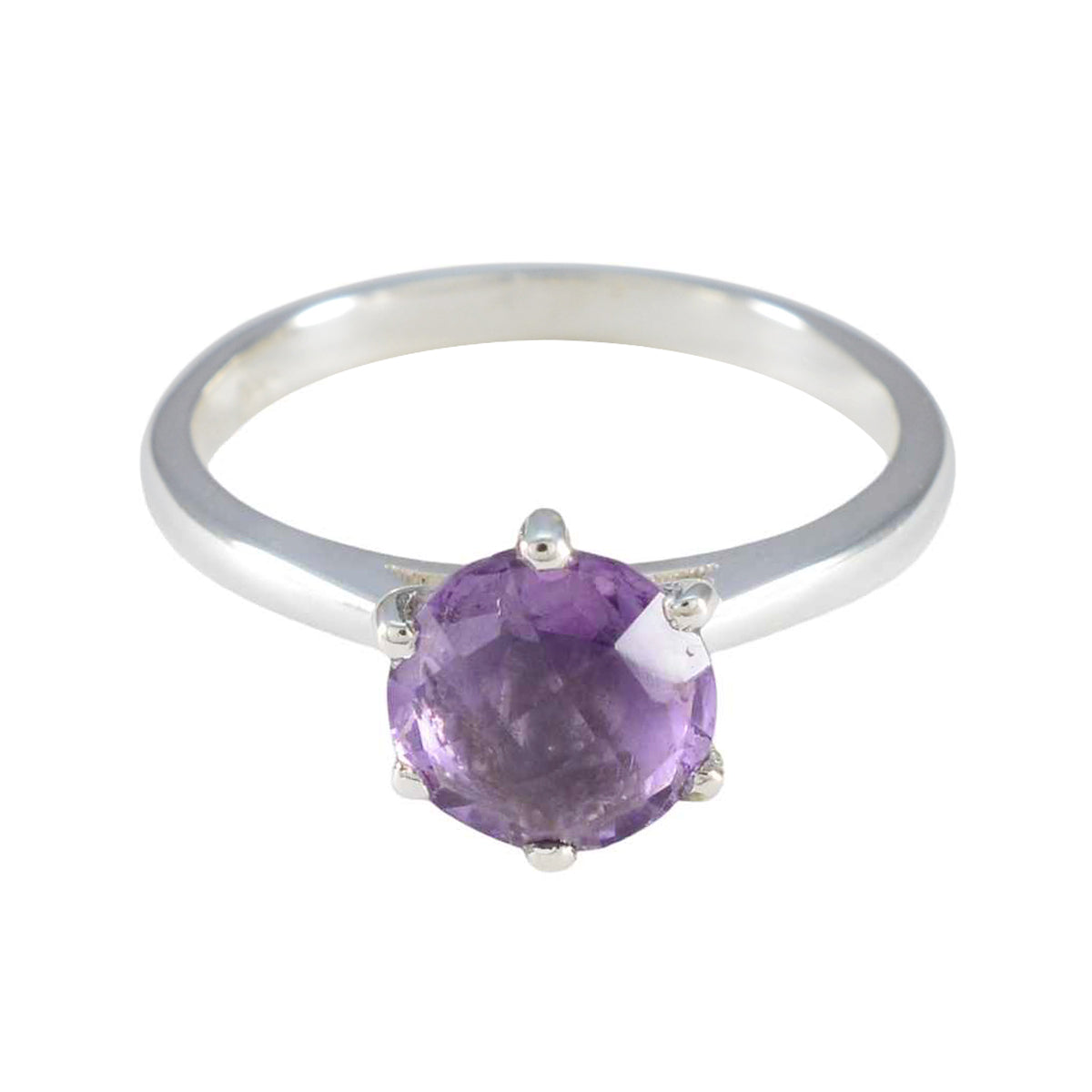 Amethyst Solitaire Japanese 92.5 Silver Purple Gems Dainty Modern Ring Jewelry