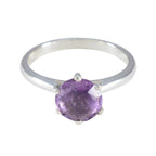 Amethyst Solitaire Japanese 92.5 Silver Purple Gems Dainty Modern Ring Jewelry
