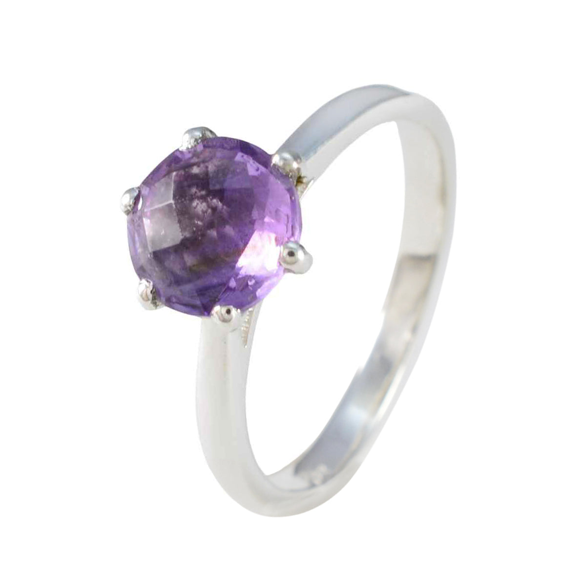 Anello moderno e delicato con gemme viola in argento 92,5 giapponese e solitario in ametista Immagine secondaria del prodotto