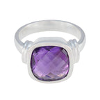 Amethyst Solitaire German 92.5 Silver Purple Gemstone Eye catching Abstract Ring Jewelry