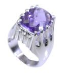 Amethyst Solitaire Italian 92.5 Silver Purple Gemstones Chunky antique Ring Jewelry