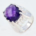 Amethyst Solitaire Italian 92.5 Silver Purple Gemstones Chunky antique Ring Jewelry