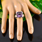 Amethyst Solitaire Italian Sterling Silver Purple Gems Statement Heritage Ring Jewelry