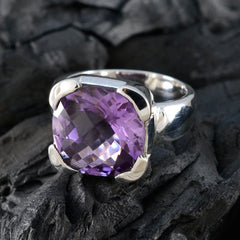 Amethyst Solitaire Italian Sterling Silver Purple Gems Statement Heritage Ring Jewelry