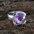 Amethyst Solitaire Italian Sterling Silver Purple Gems Statement Heritage Ring Jewelry