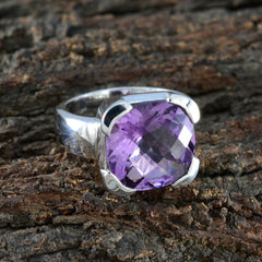 Amethyst Solitaire Italian Sterling Silver Purple Gems Statement Heritage Ring Jewelry
