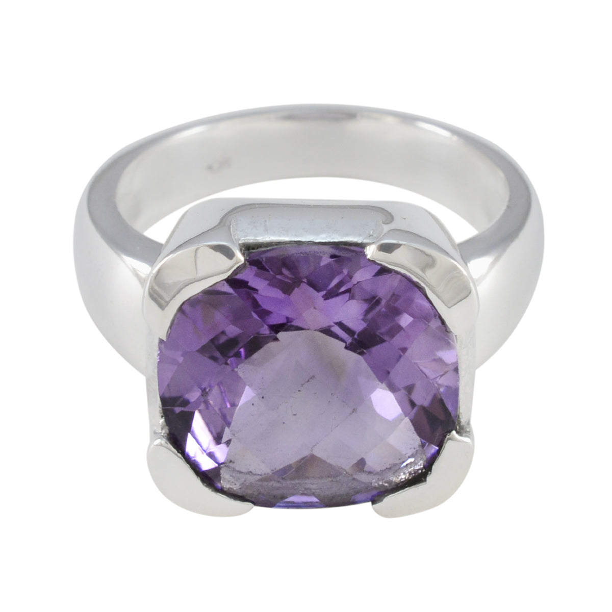 Amethyst Solitaire Italian Sterling Silver Purple Gems Statement Heritage Ring Jewelry Immagine principale del prodotto