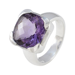 Amethyst Solitaire Italian Sterling Silver Purple Gems Statement Heritage Ring Jewelry