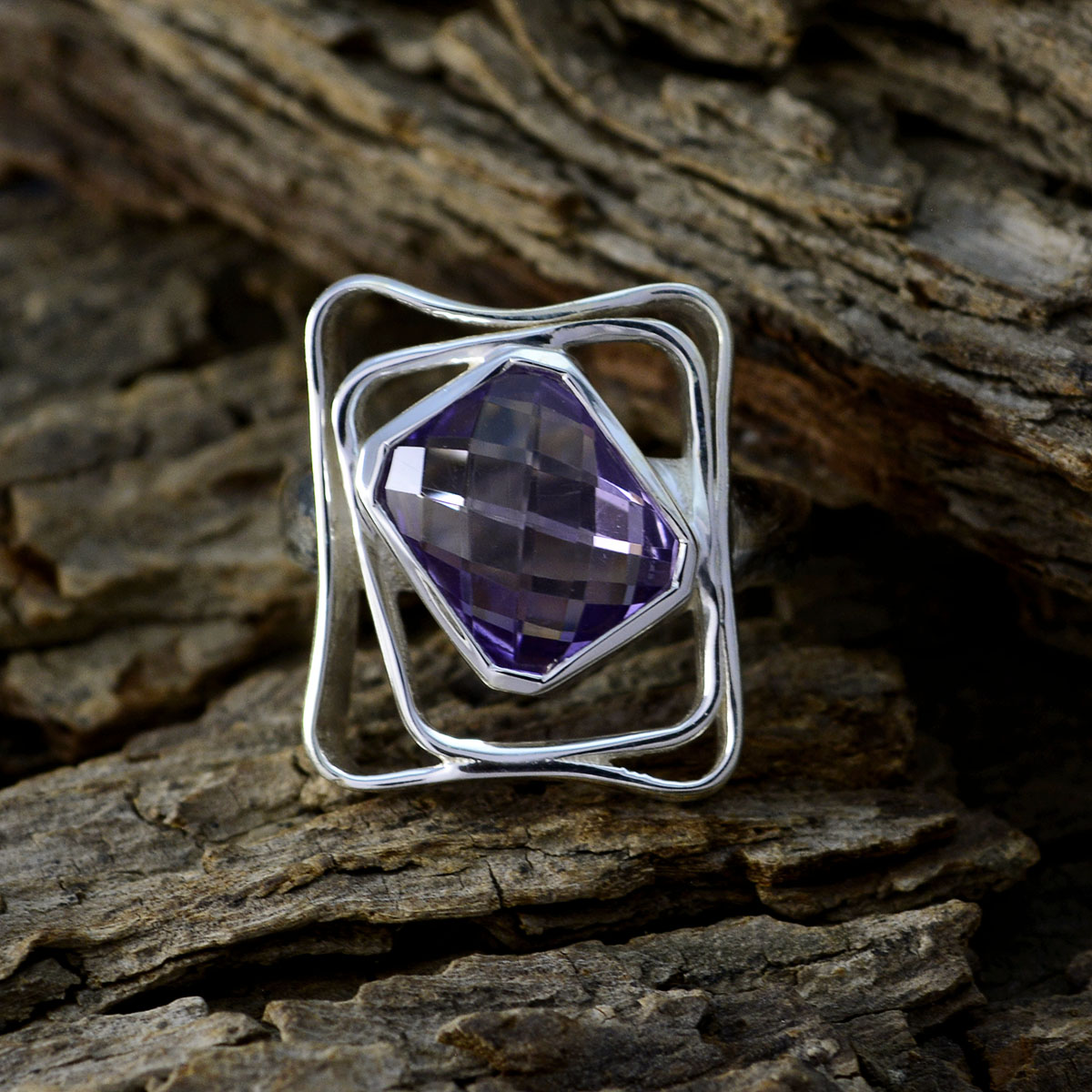 Amethyst Solitaire Russian 925 Silver Purple Gems Mid weight Signet Ring Jewellery