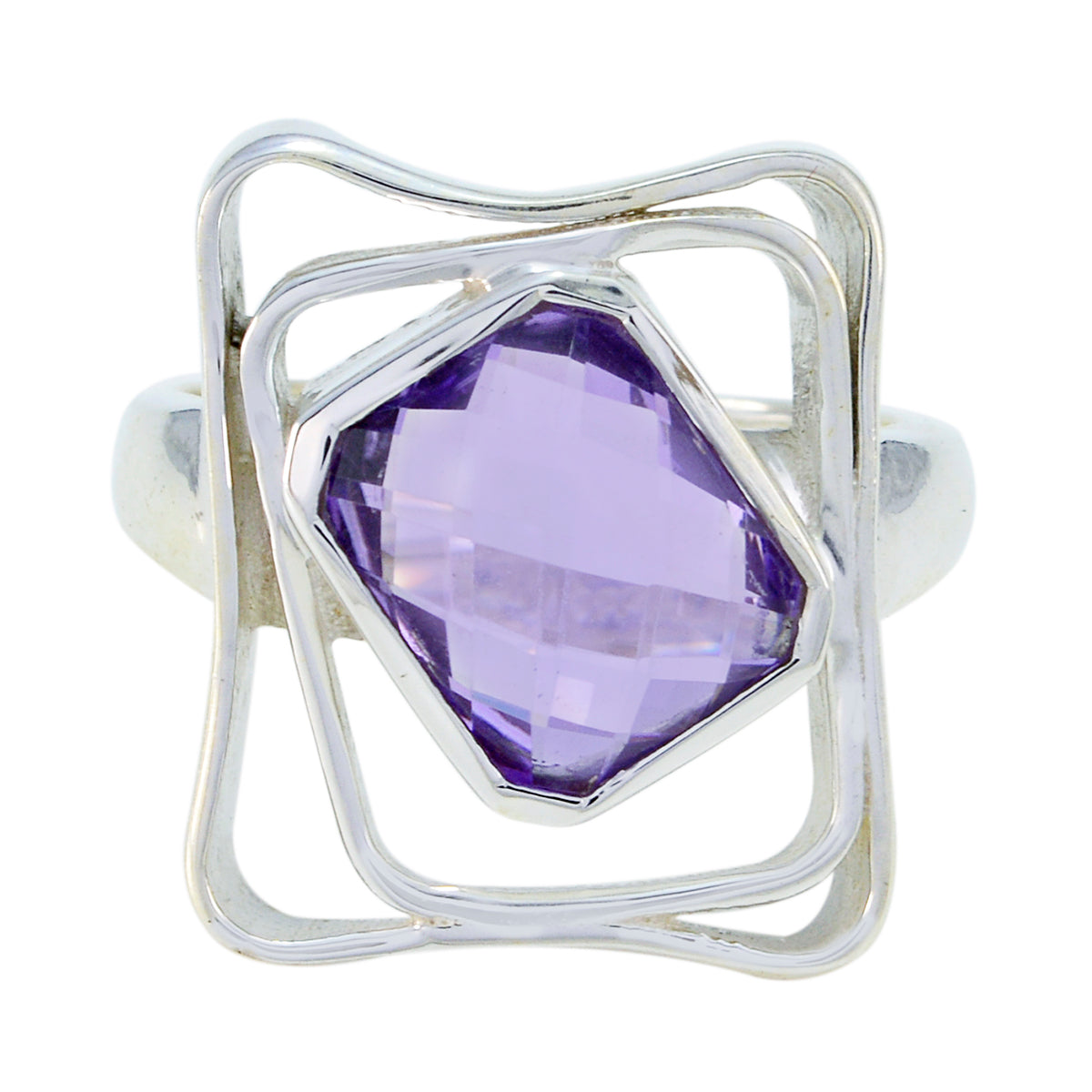 Amethyst Solitaire Russian 925 Silver Purple Gems Mid weight Signet Ring Jewellery Hoofdafbeelding