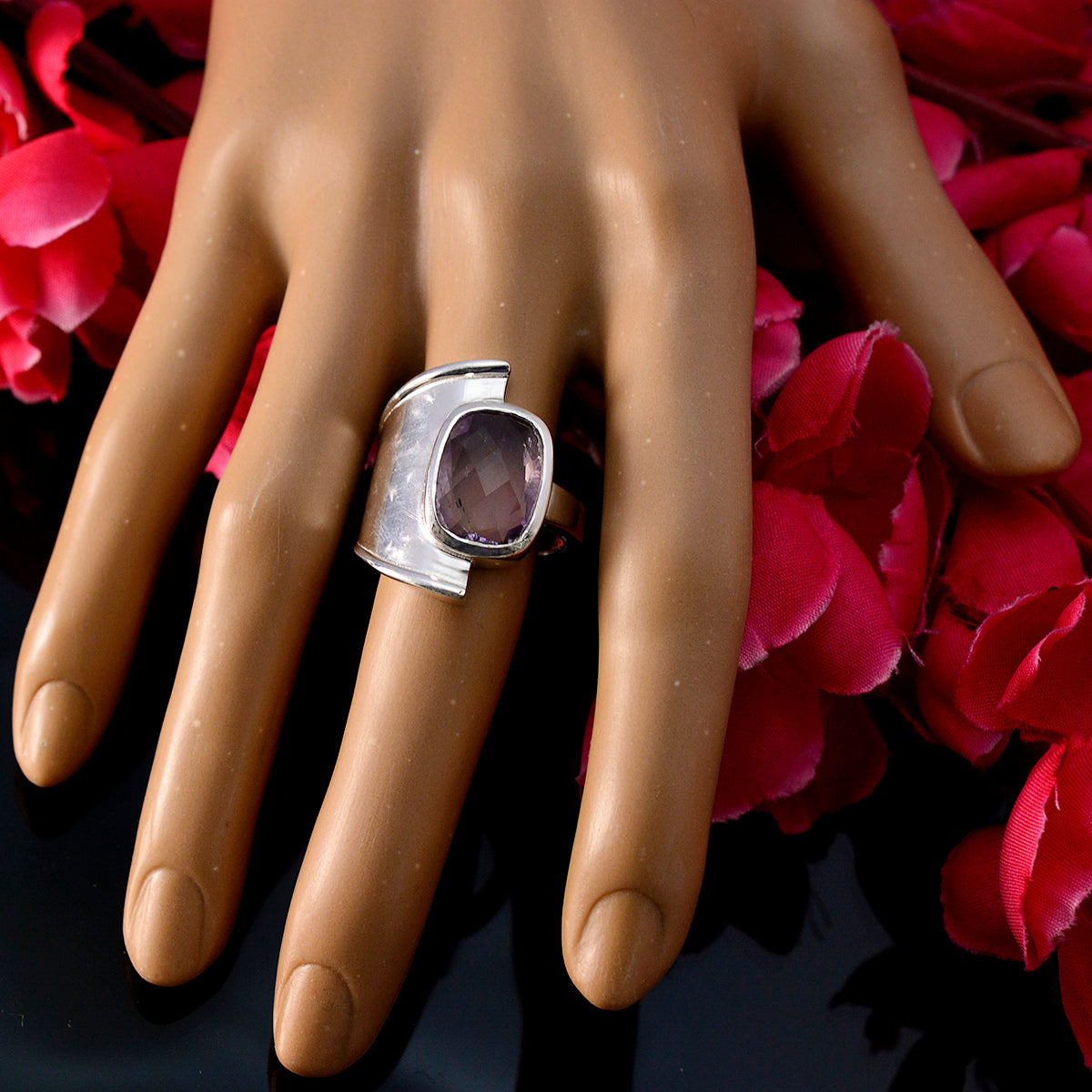 Amethyst Solitaire African Silver Purple Gemstone Versatile Signet Ring Jewelry