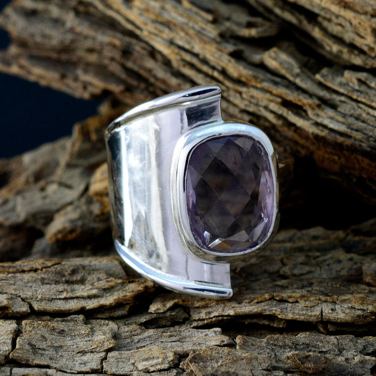 Amethyst Solitaire African Silver Purple Gemstone Versatile Signet Ring Jewelry