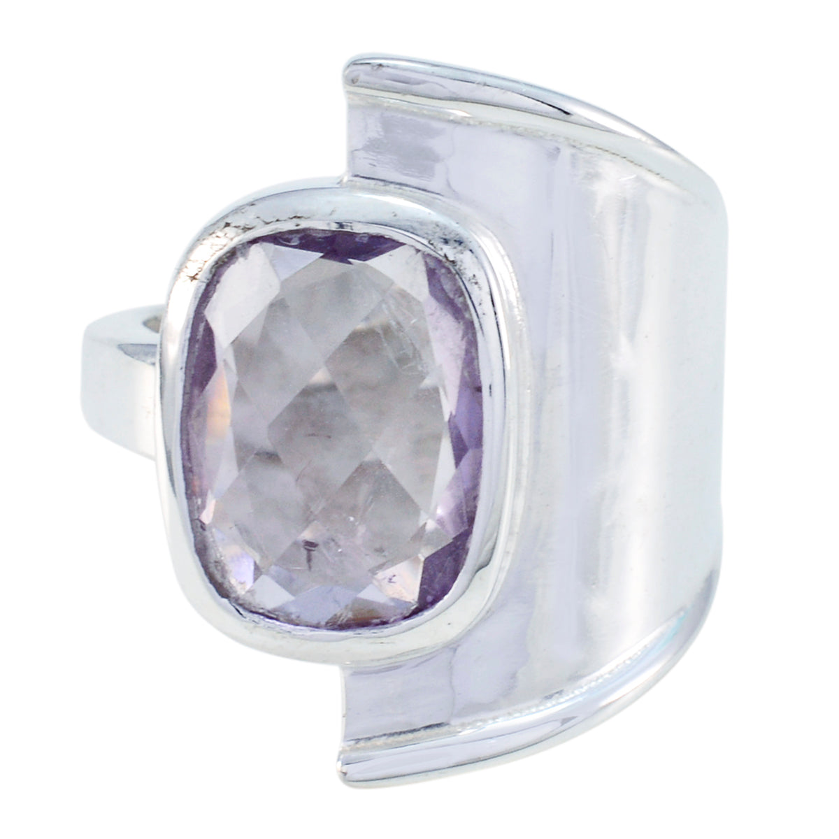 Amethyst Solitaire African Silver Purple Gemstone Versatile Signet Ring Jewelry Huvudsaklig produktbild
