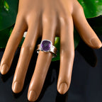 Amethyst Solitaire Indian Sterling Silver Purple Gemstone Versatile Abstract Ring Jewelry