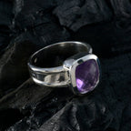 Amethyst Solitaire Indian Sterling Silver Purple Gemstone Versatile Abstract Ring Jewelry