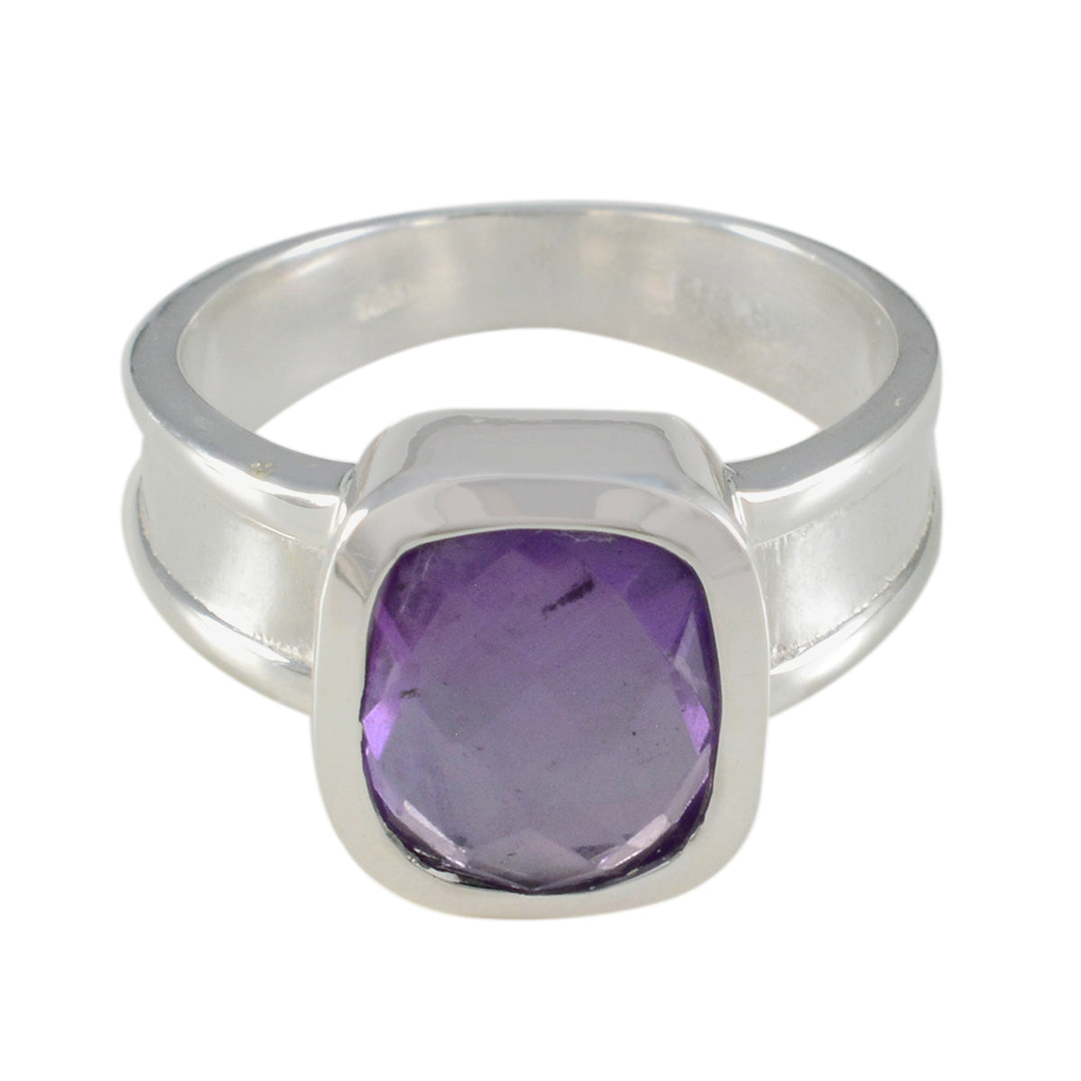 Amethyst Solitaire Indian Sterling Silver Purple Gemstone Versatile Abstract Ring Jewelry Главное изображение товара