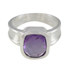 Amethyst Solitaire Indian Sterling Silver Purple Gemstone Versatile Abstract Ring Jewelry