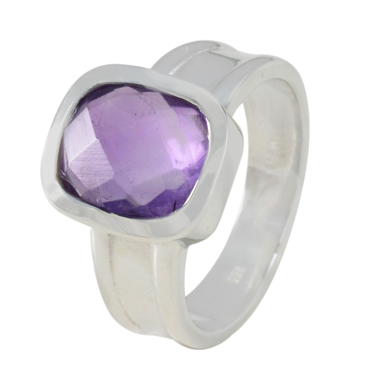 Amethyst Solitaire Indian Sterling Silver Purple Gemstone Versatile Abstract Ring Jewelry