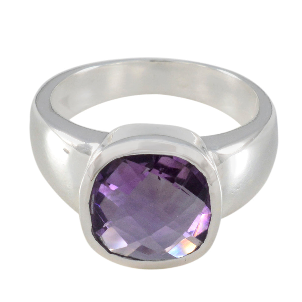 Amethyst Solitaire African 925 Silver Purple Gemstone Versatile Trendy Ring Jewelry Huvudsaklig produktbild