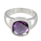 Amethyst Solitaire African 925 Silver Purple Gemstone Versatile Trendy Ring Jewelry