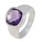Amethyst Solitaire African 925 Silver Purple Gemstone Versatile Trendy Ring Jewelry
