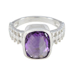 Amethyst Solitaire Egyptian Silver Purple Gemstone Mid weight Abstract Ring Jewelry
