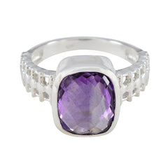 Amethyst Solitaire Egyptian Silver Purple Gemstone Mid weight Abstract Ring Jewelry