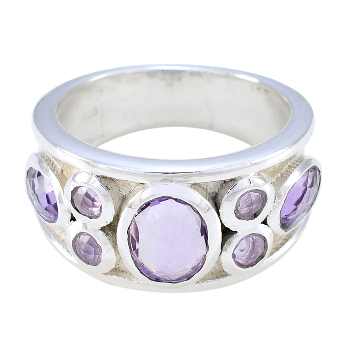 Amethyst Hepta Moroccan 92.5 Silver Purple Gemstone Eye catching Contemporary Ring Jewelry Imagen principal del producto