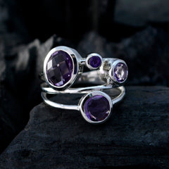 Amethyst quarter African 92.5 Silver Purple Gems Minimal Feminine Ring Jewellery