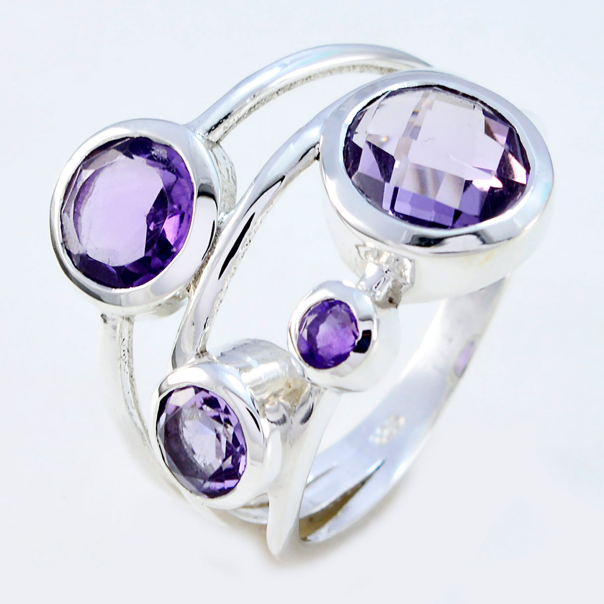 Amethyst quarter African 92.5 Silver Purple Gems Minimal Feminine Ring Jewellery