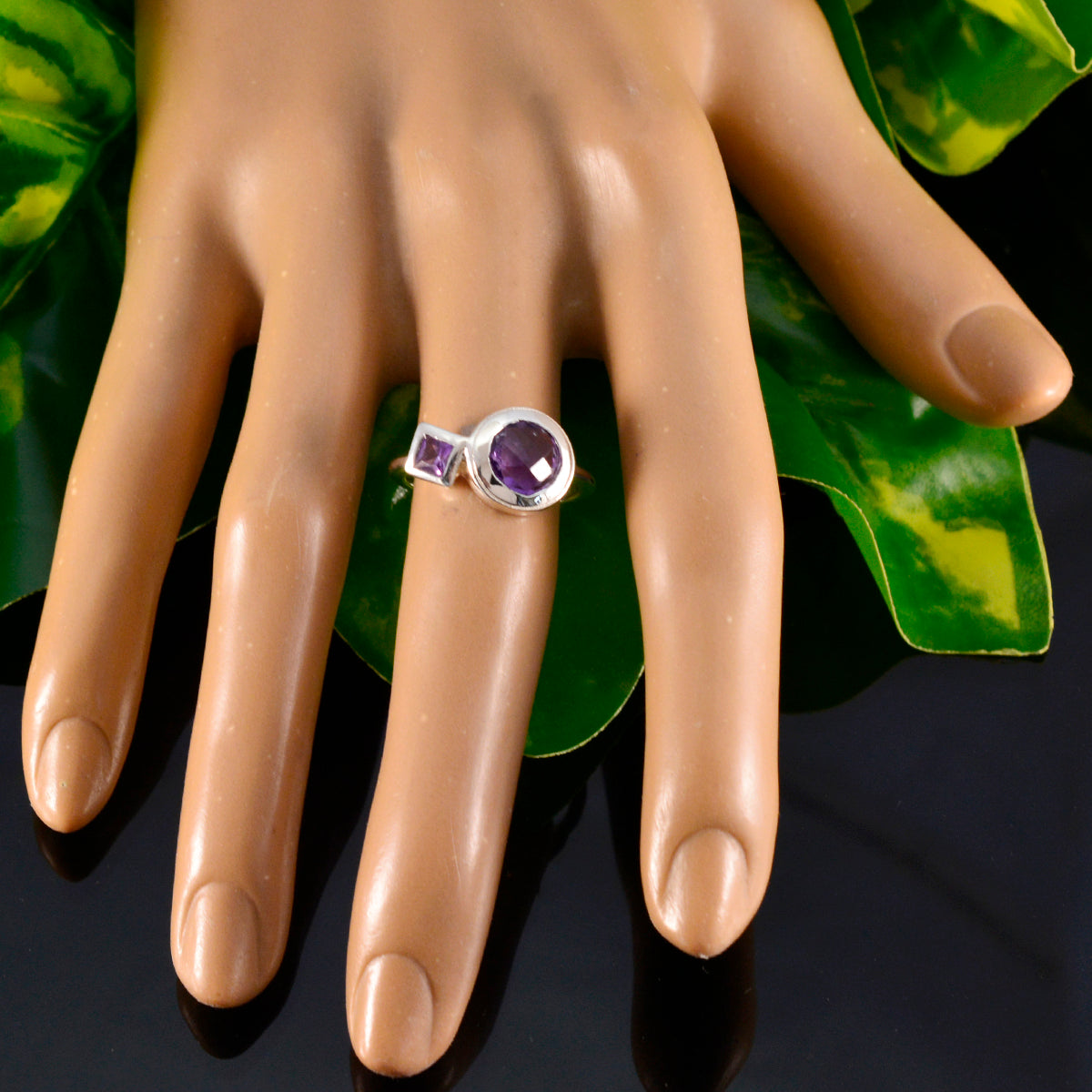 Amethyst Toi et Moi Turkish 92.5 Silver Purple Gemstone Dainty Modern Ring Jewelry