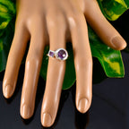 Amethyst Toi et Moi Turkish 92.5 Silver Purple Gemstone Dainty Modern Ring Jewelry