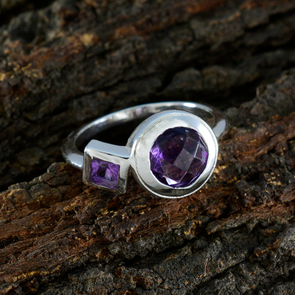 Amethyst Toi et Moi Turkish 92.5 Silver Purple Gemstone Dainty Modern Ring Jewelry