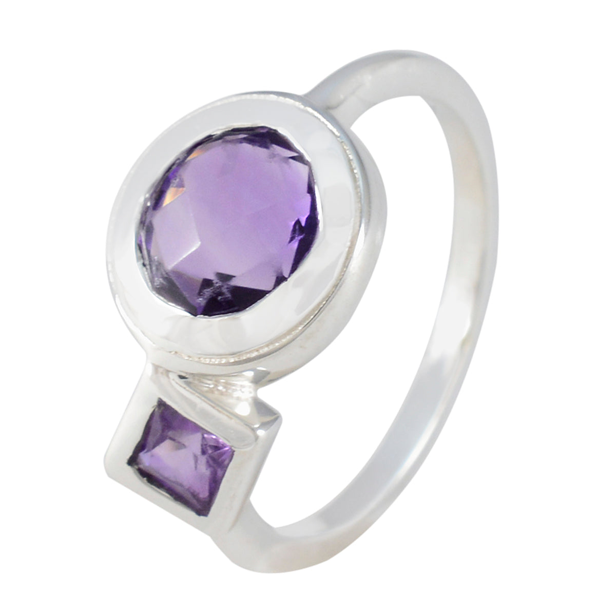 Amethyst Toi et Moi Turkish 92.5 Silver Purple Gemstone Dainty Modern Ring Jewelry