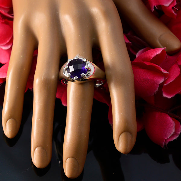 Amethyst Halo Egyptian Silver Purple Gems Versatile Abstract Ring Jewellery